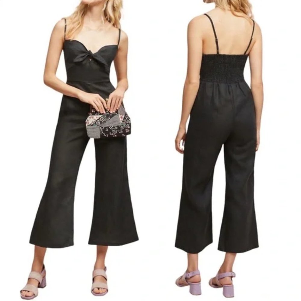 Faithfull the Brand Linen Presley Cropped Jumpsuit (Size 4 or small)
